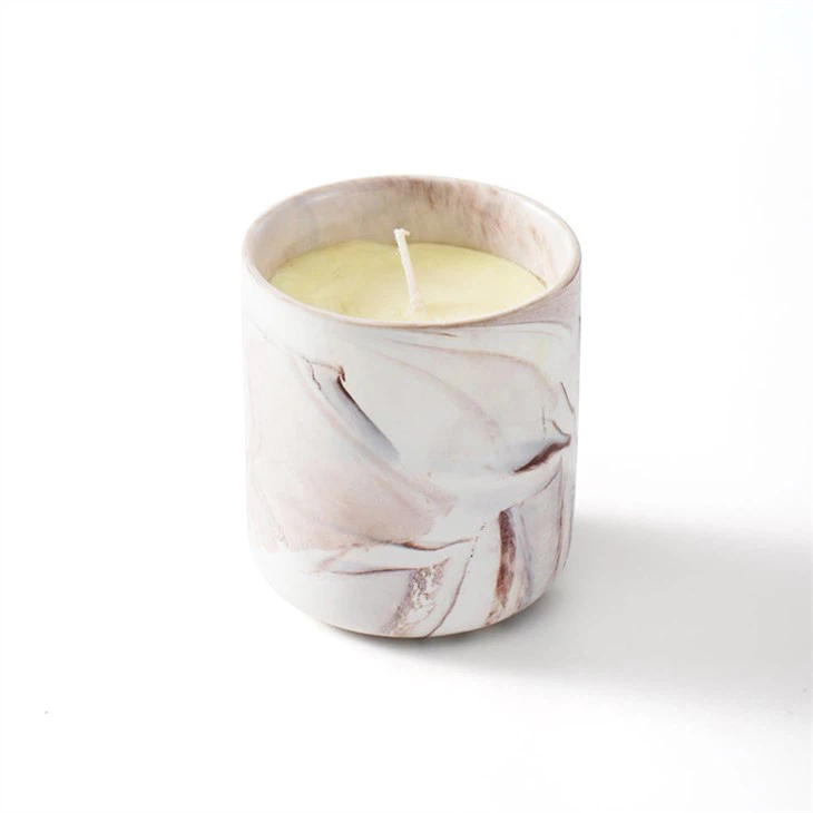 Lysestake i glassmarmor med lokk